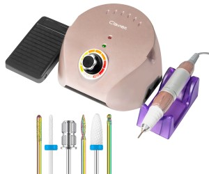 Różowa frezarka CLAVIER FX 600 65W z pedałem do paznokci manicure pedicure gratis zestaw frezów   