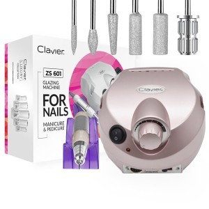 Frezarka do paznokci CLAVIER ZS 601 MOC 65W różowa gratis zestaw frezów  