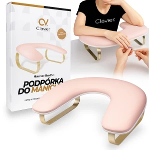 Profesjonalna podpórka pod dłonie Clavier super soft różowo - złota manicure pedicure  duża ekoskóra  