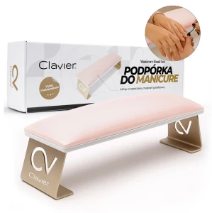 Profesjonalna podpórka pod dłonie Clavier prostokątna różowa - złota manicure pedicure ekoskóra   